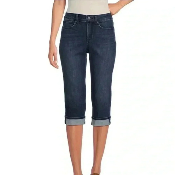 [12]NYDJ  Lift Tuck High Rise Wide Cuff Capri Crop Jeans - Picture 2 of 8